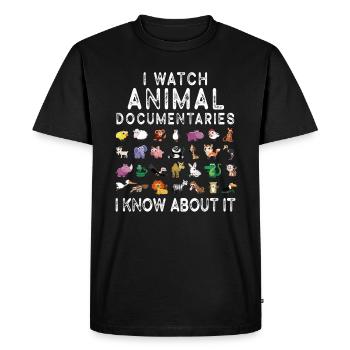 Je regarde des documentaires animaliers zoo animaux sauvages - T-shirt Premium bio Homme - noir - Devant - Nico (187cm)