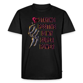 Rester positif est mon superpouvoir - T-shirt Premium bio Homme - noir - Devant - Nico (187cm)