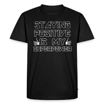 Rester positif est mon superpouvoir - T-shirt Premium bio Homme - noir - Devant - Nico (187cm)