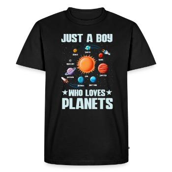 Just A Boy Who Loves Planets Solar System - Men's Premium Organic T-Shirt - black - Front - Nico (187cm)