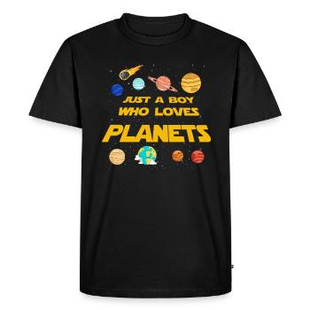 Juste un garçon qui aime les planètes du système solaire - T-shirt Premium bio Homme - noir - Devant - Nico (187cm)