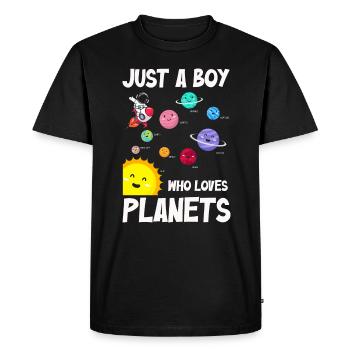 Just A Boy Who Loves Planets Solar System - Men's Premium Organic T-Shirt - black - Front - Nico (187cm)