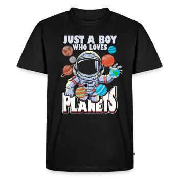 Just A Boy Who Loves Planets Solar System - Men's Premium Organic T-Shirt - black - Front - Nico (187cm)