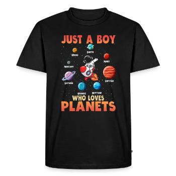 Just A Boy Who Loves Planets Solar System - Men's Premium Organic T-Shirt - black - Front - Nico (187cm)