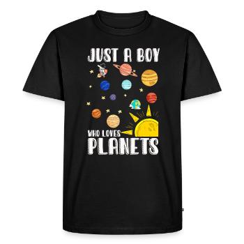 Just A Boy Who Loves Planets Solar System - Men's Premium Organic T-Shirt - black - Front - Nico (187cm)
