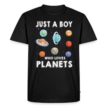 Just A Boy Who Loves Planets Solar System - Men's Premium Organic T-Shirt - black - Front - Nico (187cm)
