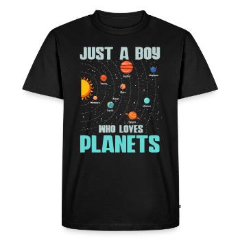 Just A Boy Who Loves Planets Solar System - Men's Premium Organic T-Shirt - black - Front - Nico (187cm)