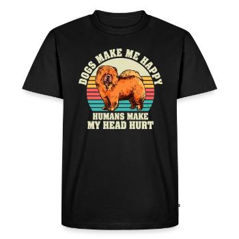 Dogs Make Me Happy Human Make My Head Hurt Doglove - Men's Premium Organic T-Shirt - black - Front - Nico (187cm)
