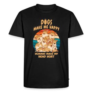 Dogs Make Me Happy Human Make My Head Hurt Doglove - Men's Premium Organic T-Shirt - black - Front - Nico (187cm)