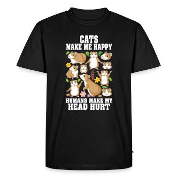 Cats Make Me Happy Human Make My Head Hurt - Men's Premium Organic T-Shirt - black - Front - Nico (187cm)