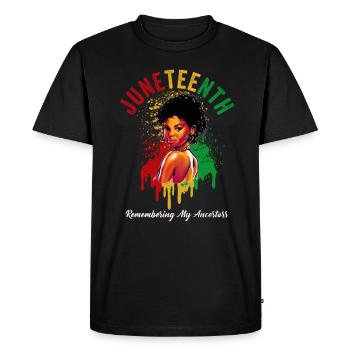 Juneteenth 1865 Remembering My Ancestors - Men's Premium Organic T-Shirt - black - Front - Nico (187cm)