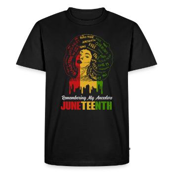 Juneteenth 1865 Remembering My Ancestors - Men's Premium Organic T-Shirt - black - Front - Nico (187cm)
