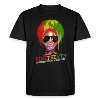 Juneteenth 1865 Remembering My Ancestors - Men's Premium Organic T-Shirt - black - Front - Nico (187cm)