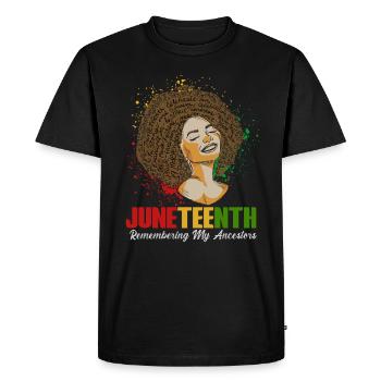 Juneteenth 1865 Remembering My Ancestors - Men's Premium Organic T-Shirt - black - Front - Nico (187cm)