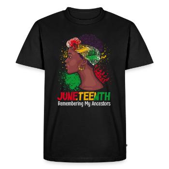 Juneteenth 1865 Remembering My Ancestors - Men's Premium Organic T-Shirt - black - Front - Nico (187cm)