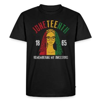 Juneteenth 1865 Remembering My Ancestors - Men's Premium Organic T-Shirt - black - Front - Nico (187cm)