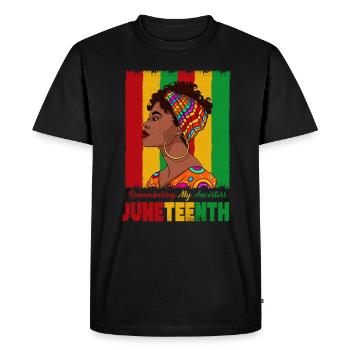 Juneteenth 1865 Se souvenir de mes ancêtres - T-shirt Premium bio Homme - noir - Devant - Nico (187cm)