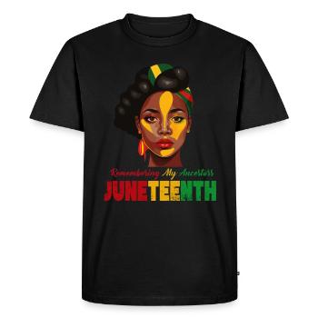 Juneteenth 1865 Remembering My Ancestors - Men's Premium Organic T-Shirt - black - Front - Nico (187cm)