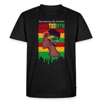 Juneteenth 1865 Se souvenir de mes ancêtres - T-shirt Premium bio Homme - noir - Devant - Nico (187cm)