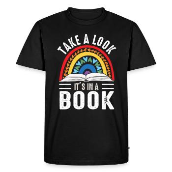 Jetez un coup d’œil C’est dans un rat de bibliothèque de lecture de livre - T-shirt Premium bio Homme - noir - Devant - Nico (187cm)