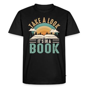 Jetez un coup d’œil C’est dans un rat de bibliothèque de lecture de livre - T-shirt Premium bio Homme - noir - Devant - Nico (187cm)