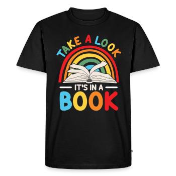 Jetez un coup d’œil C’est dans un rat de bibliothèque de lecture de livre - T-shirt Premium bio Homme - noir - Devant - Nico (187cm)