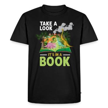 Jetez un coup d’œil C’est dans un rat de bibliothèque de lecture de livre - T-shirt Premium bio Homme - noir - Devant - Nico (187cm)