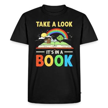 Jetez un coup d’œil C’est dans un rat de bibliothèque de lecture de livre - T-shirt Premium bio Homme - noir - Devant - Nico (187cm)