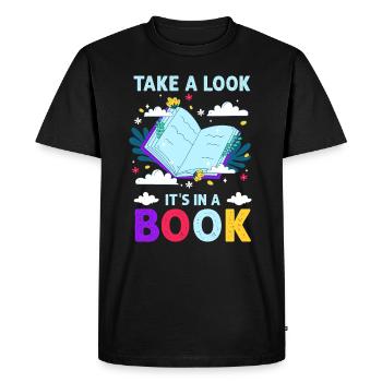 Jetez un coup d’œil C’est dans un rat de bibliothèque de lecture de livre - T-shirt Premium bio Homme - noir - Devant - Nico (187cm)