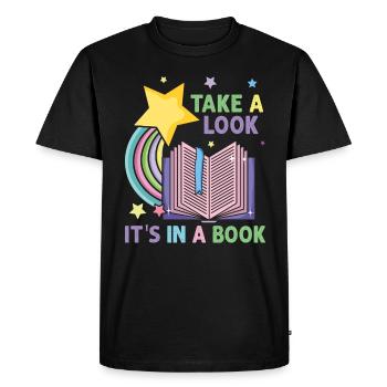 Jetez un coup d’œil C’est dans un rat de bibliothèque de lecture de livre - T-shirt Premium bio Homme - noir - Devant - Nico (187cm)