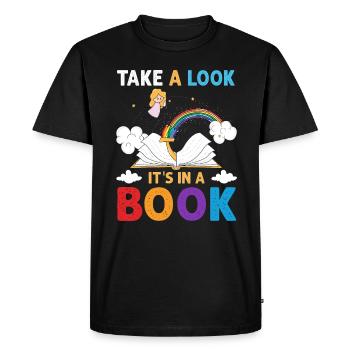 Jetez un coup d’œil C’est dans un rat de bibliothèque de lecture de livre - T-shirt Premium bio Homme - noir - Devant - Nico (187cm)