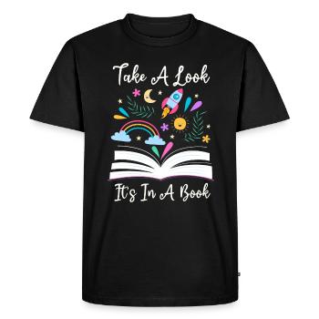 Jetez un coup d’œil C’est dans un rat de bibliothèque de lecture de livre - T-shirt Premium bio Homme - noir - Devant - Nico (187cm)