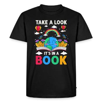 Jetez un coup d’œil C’est dans un rat de bibliothèque de lecture de livre - T-shirt Premium bio Homme - noir - Devant - Nico (187cm)