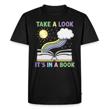 Jetez un coup d’œil C’est dans un rat de bibliothèque de lecture de livre - T-shirt Premium bio Homme - noir - Devant - Nico (187cm)
