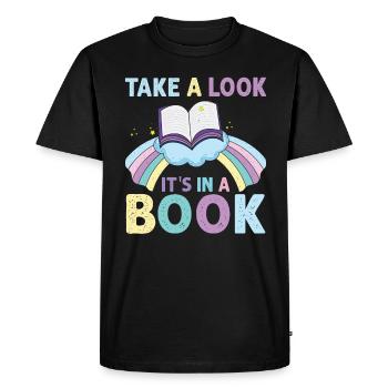 Jetez un coup d’œil C’est dans un rat de bibliothèque de lecture de livre - T-shirt Premium bio Homme - noir - Devant - Nico (187cm)