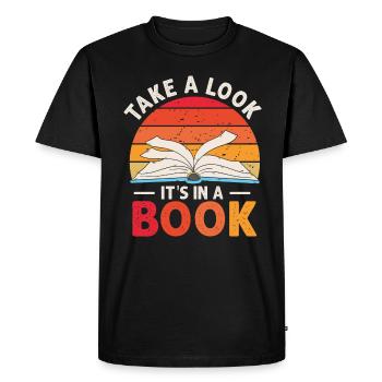 Jetez un coup d’œil C’est dans un rat de bibliothèque de lecture de livre - T-shirt Premium bio Homme - noir - Devant - Nico (187cm)