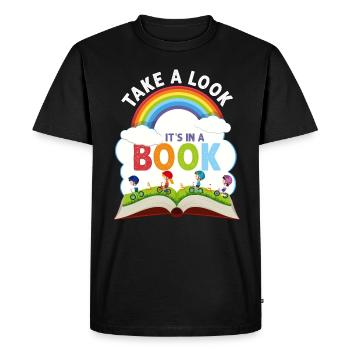 Jetez un coup d’œil C’est dans un rat de bibliothèque de lecture de livre - T-shirt Premium bio Homme - noir - Devant - Nico (187cm)