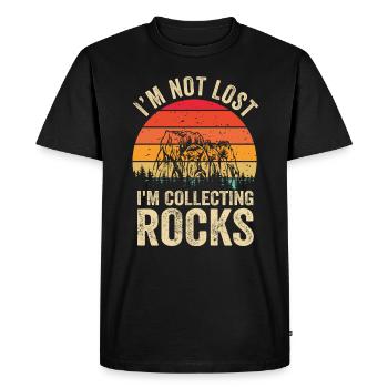 Je ne suis pas perdu Je collectionne des roches Drôle de géologie - T-shirt Premium bio Homme - noir - Devant - Nico (187cm)