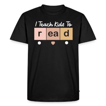 I Teach Kids To Read Science Teachers Reading - Men's Premium Organic T-Shirt - black - Front - Nico (187cm)