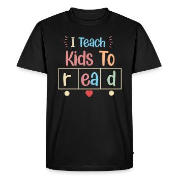 I Teach Kids To Read Science Teachers Reading - Men's Premium Organic T-Shirt - black - Front - Nico (187cm)
