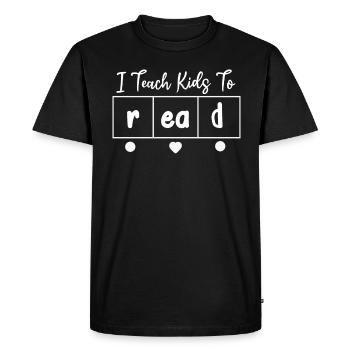 I Teach Kids To Read Science Teachers Reading - Men's Premium Organic T-Shirt - black - Front - Nico (187cm)