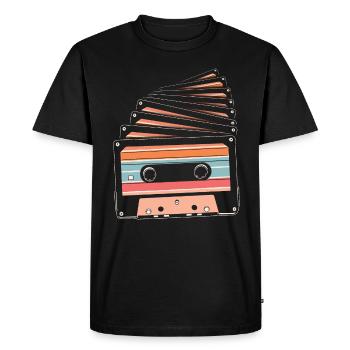 Cassette des années 80 Cassette de remontage de crayon des années 1990 - T-shirt Premium bio Homme - noir - Devant - Nico (187cm)