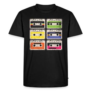 Cassette des années 80 Cassette de remontage de crayon des années 1990 - T-shirt Premium bio Homme - noir - Devant - Nico (187cm)