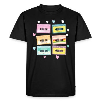 Cassette des années 80 Cassette de remontage de crayon des années 1990 - T-shirt Premium bio Homme - noir - Devant - Nico (187cm)