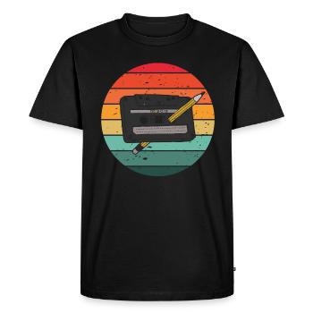 Cassette des années 80 Cassette de remontage de crayon des années 1990 - T-shirt Premium bio Homme - noir - Devant - Nico (187cm)