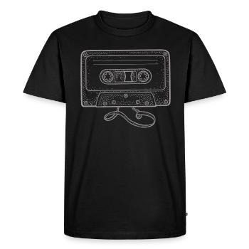 Cassette des années 80 Cassette de remontage de crayon des années 1990 - T-shirt Premium bio Homme - noir - Devant - Nico (187cm)