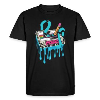 Cassette des années 80 Cassette de remontage de crayon des années 1990 - T-shirt Premium bio Homme - noir - Devant - Nico (187cm)