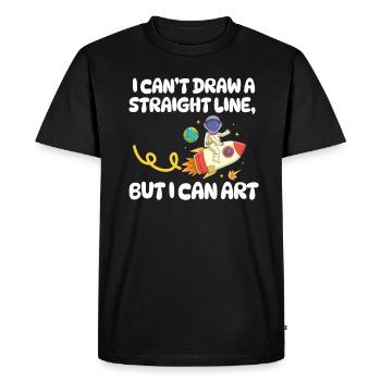 Je ne peux pas tracer une ligne droite mais je peux Art - T-shirt Premium bio Homme - noir - Devant - Nico (187cm)