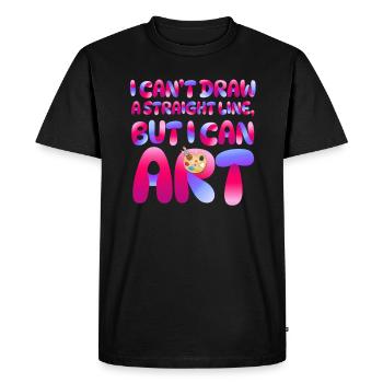 Je ne peux pas tracer une ligne droite mais je peux Art - T-shirt Premium bio Homme - noir - Devant - Nico (187cm)