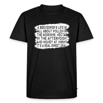 La vie des apiculteurs est une question de miel - T-shirt Premium bio Homme - noir - Devant - Nico (187cm)